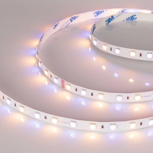 Лента RT-B60-10mm 24V RGBW-Warm (14.4 W/m, IP20, 5m) (Arlight, Открытый)