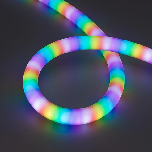 Лента светодиодная герметичная SPI MOONLIGHT-BLACK-SIDE-G180-D25mm 12V RGB-PX2 (21.6 W/m, IP65, 5m, wire x1) (Arlight, Вывод боковой, 3 года)