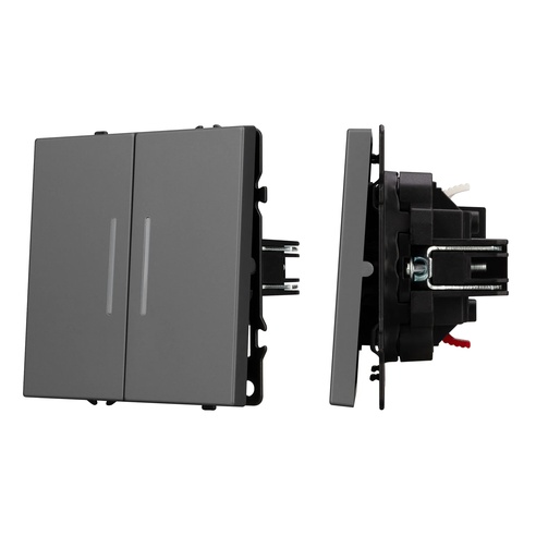 Механизм выключателя двухклавишный непроходной LED SWT-NOBE-MK02-SFPL-L-GR (230V, 10A) (Arlight, -)