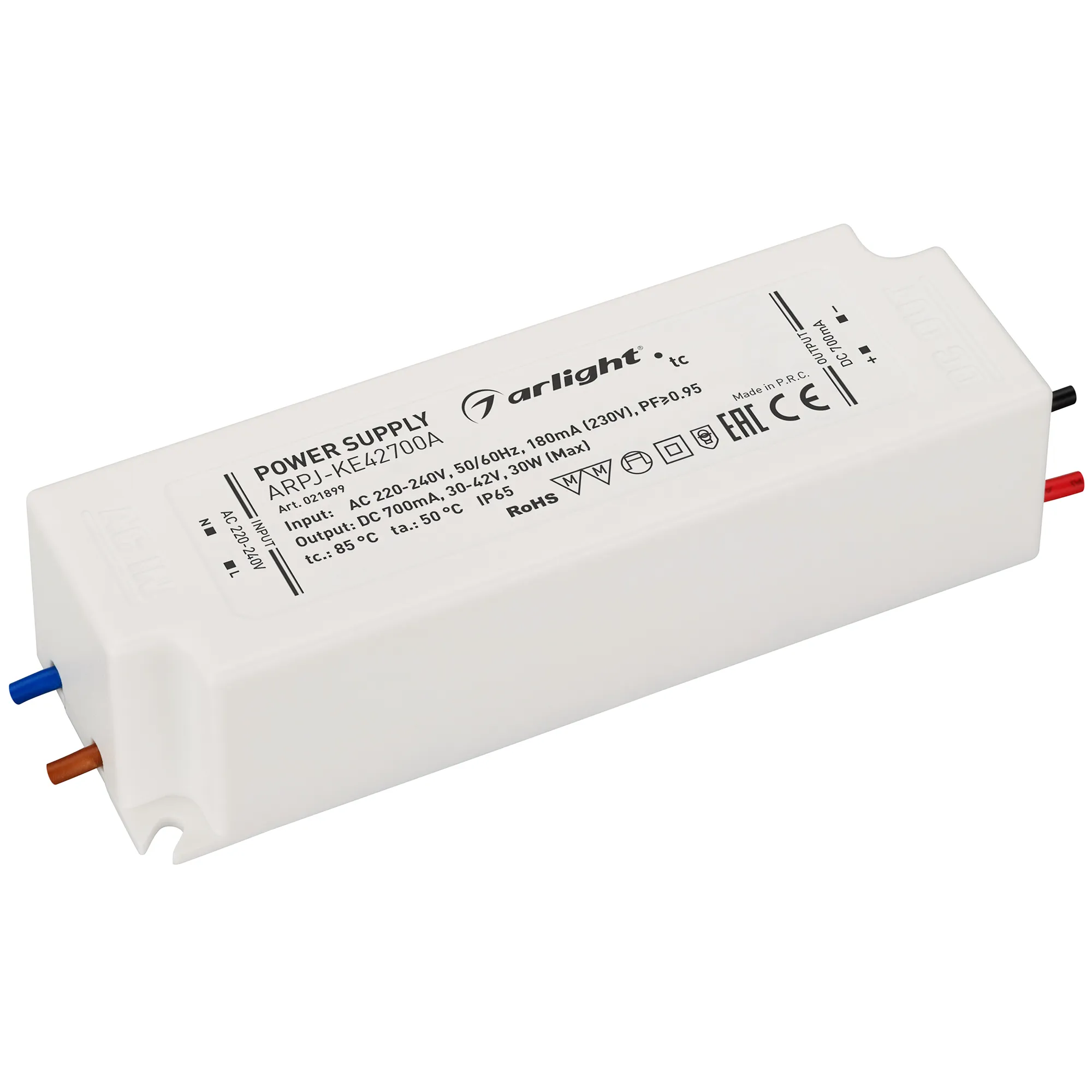 Блок питания ARPJ-KE42700A (30W, 700mA, PFC) (Arlight, IP65 Пластик, 5 лет) - изображение товара