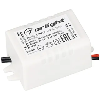 Блок питания ARV-AL12005 (12V, 0.42A, 5W) (Arlight, IP20 Пластик, 2 года) - изображение товара