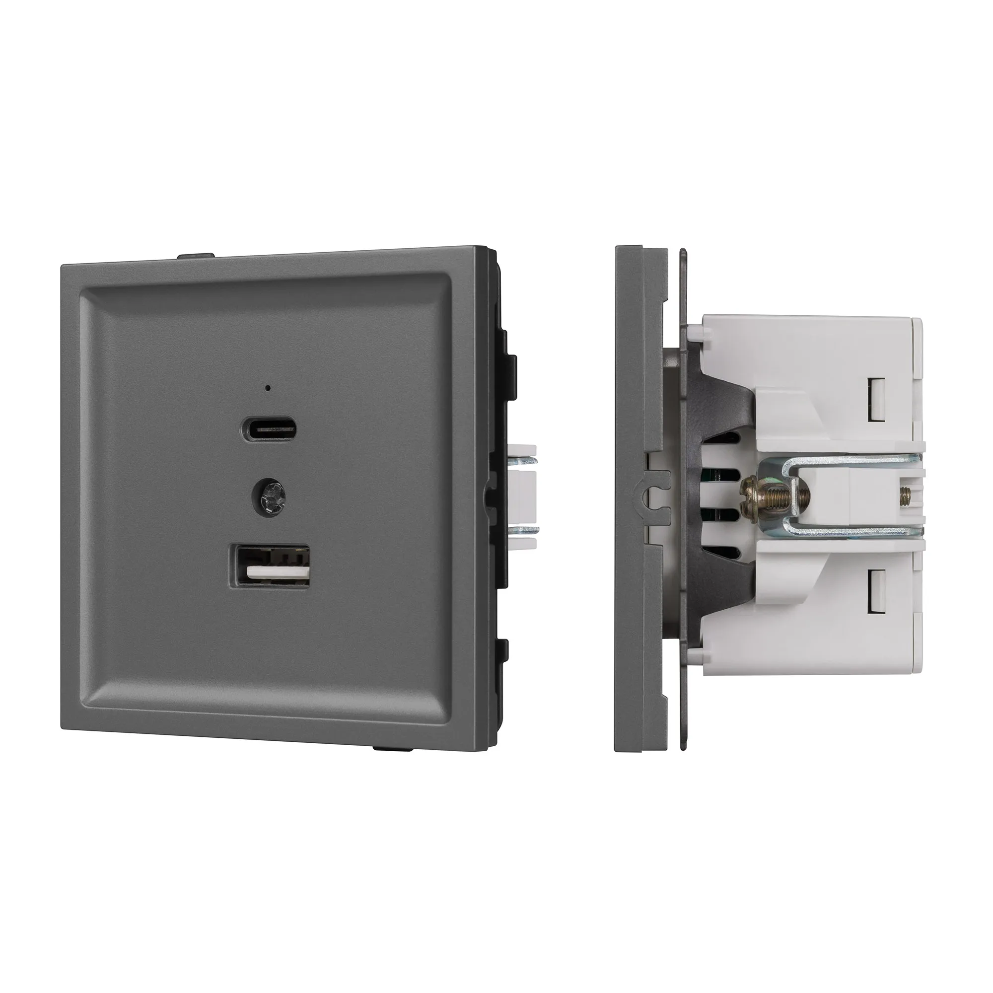 Механизм USB розетки SCT-TENDO-MUAC-SFPL-GR (5V, 3A, QC3) (Arlight, -)