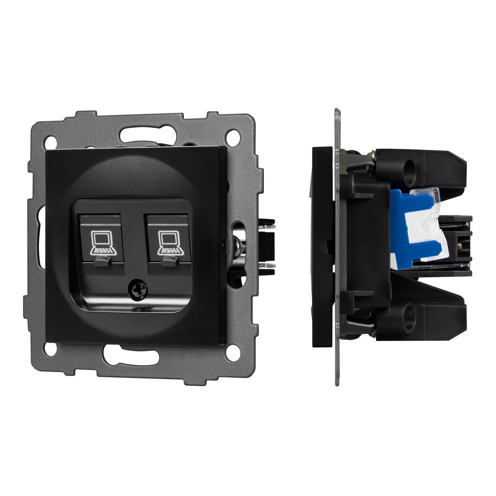 Механизм компьютерной розетки двойной SCT-MPC2-PL-BK-V (RJ-45, CAT6) (Arlight, -) - изображение товара