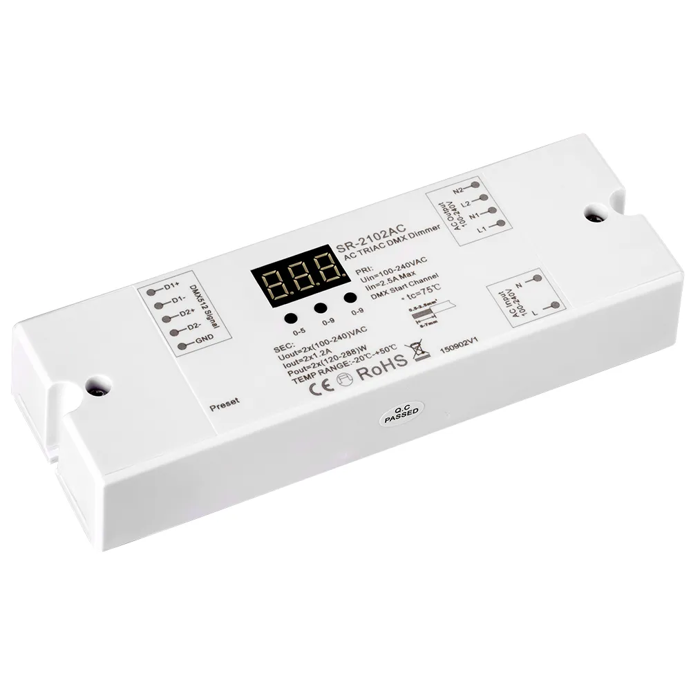 Декодер DMX SR-2102AC (230V, 2x1.2A) (Arlight, IP20 Пластик, 3 года) - изображение товара