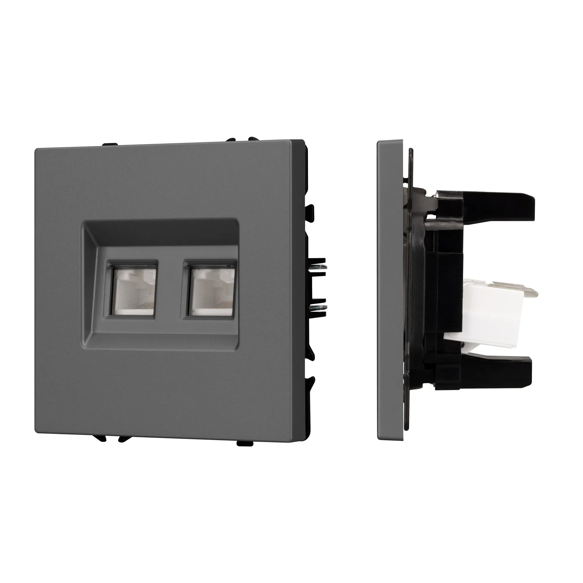 Механизм сдвоенной компьютерной розетки SCT-NOBE-MPC2-SFPL-GR (RJ-45, CAT6) (Arlight, -)