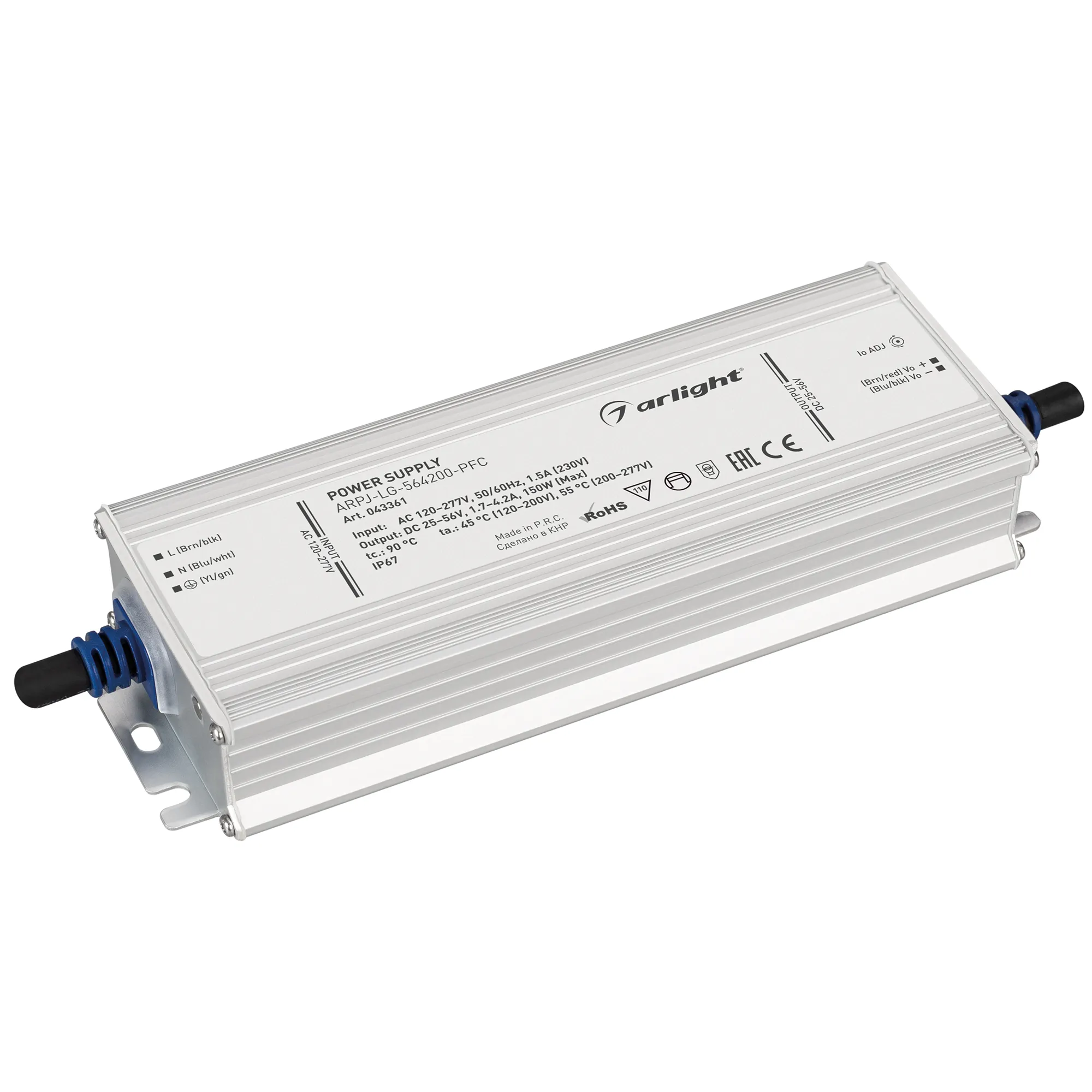 Блок питания ARPJ-LG-564200-PFC (150W, 25-56V, 1.7-4.2A) (Arlight, IP67 Металл, 5 лет) - изображение товара