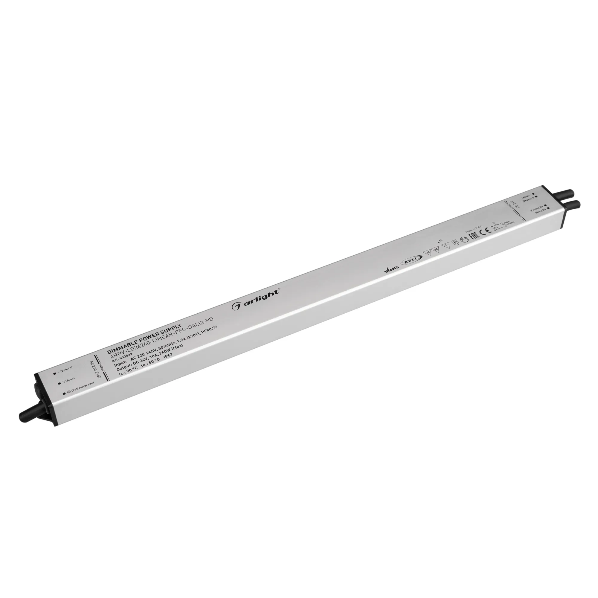 Блок питания ARPV-LG24240-LINEAR-PFC-DALI2-PD (24V, 10A, 240W) (Arlight, IP67 Металл, 5 лет) - изображение товара