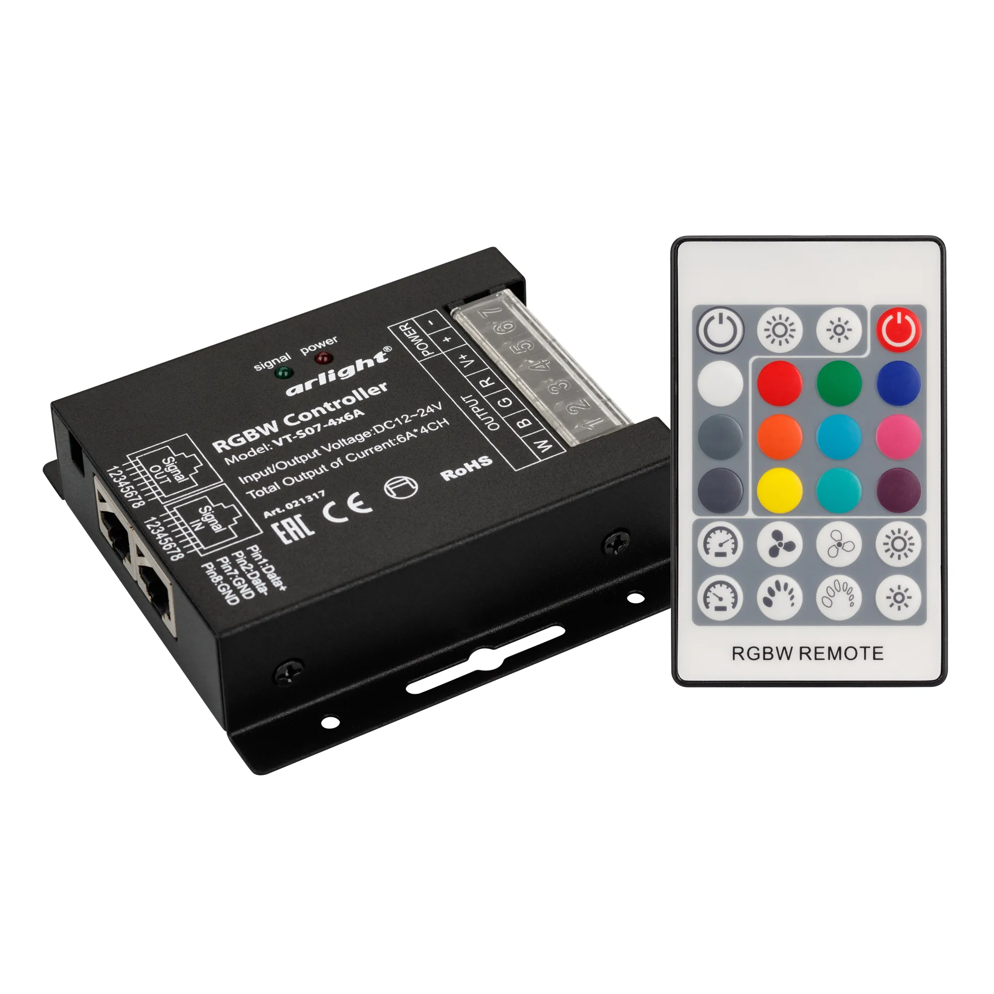 Контроллер VT-S07-4x6A (12-24V, ПДУ 24 кн, RF) (Arlight, IP20 Металл, 3 года) - изображение товара